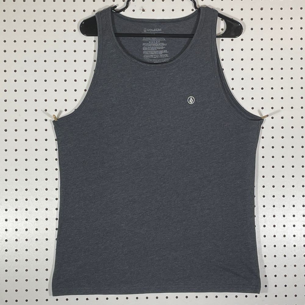 Volcom Mens Tank Top Large Charcoal Heather Grey Stone Logo Sleeveless Shirt